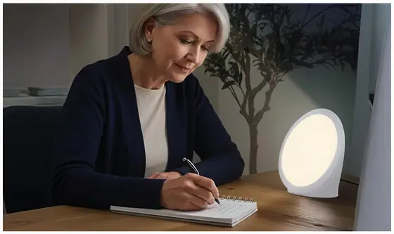 Official image of Sunniva Light in use at a writing desk